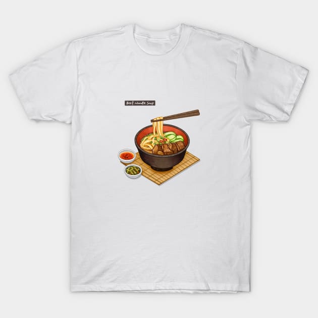 Taiwanese Beef Noodle Soup - Food Illustration Sticker ( 台灣牛肉麵 - 美食插畫貼紙 ) T-Shirt by Rose Chiu Food Illustration